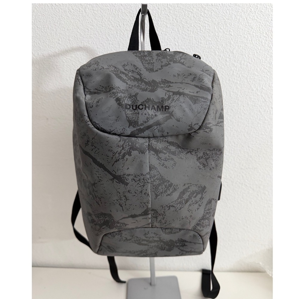 Duchamp London Grey Marble Print Tech Backpack USB Port Laptop Sleeve Mens Bag